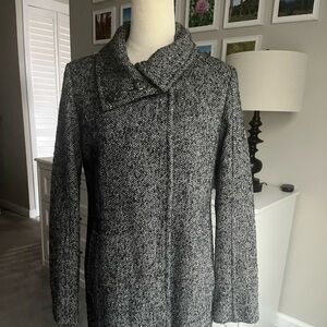 Cole Haan Signature Wool-Blend Herringbone Coat – Women’s Size 4 – Gray/Black